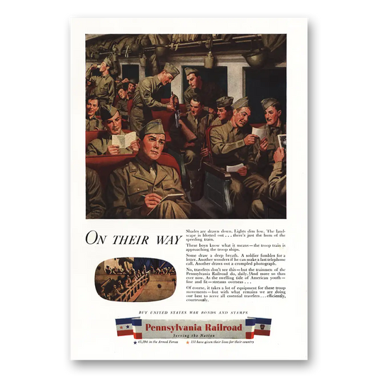 1944 Pennsylvania Railroad On Their Way Vintage Magazine Print Ad