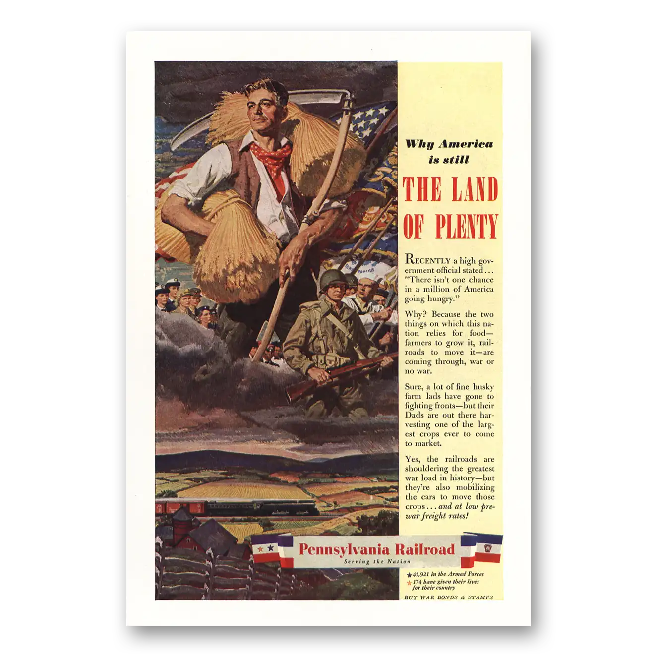 1944 Pennsylvania Railroad Why America Is Still the Land of Plenty Vintage Magazine Print Ad