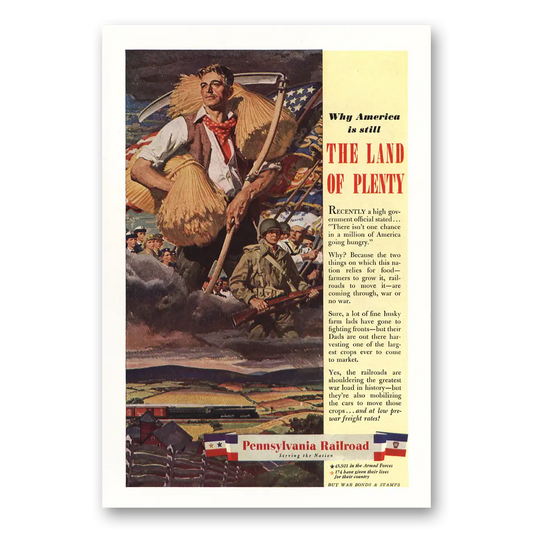 1944 Pennsylvania Railroad Why America Is Still the Land of Plenty Vintage Magazine Print Ad