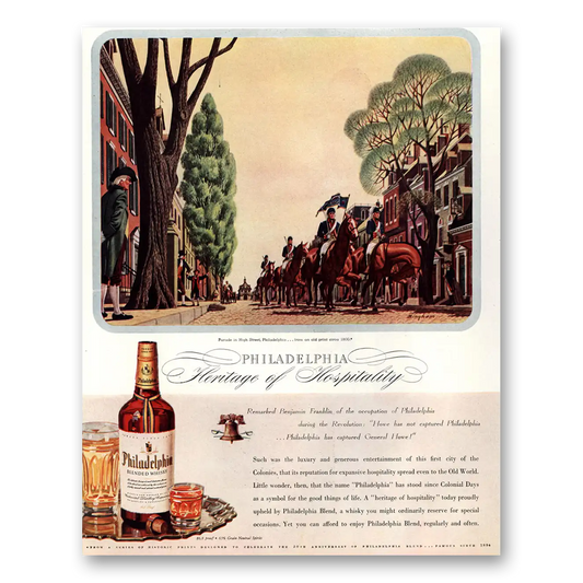 1944 Philadelphia Blended Whisky Parade High Street Vintage Magazine Print Ad