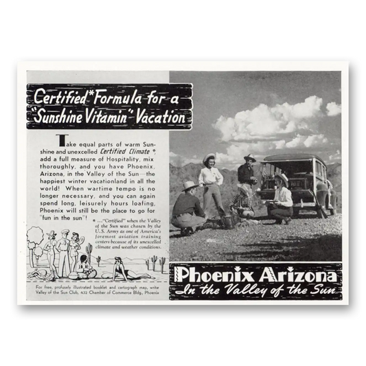 1944 Phoenix Arizona Sunshine Vitamin Vacation Vintage Magazine Print Ad