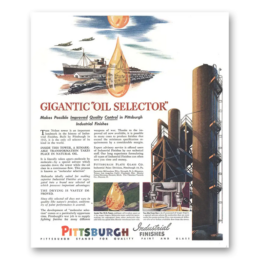 1944 Pittsburgh Industrial Finishes Gigantic Oil Selector Vintage Magazine Print Ad