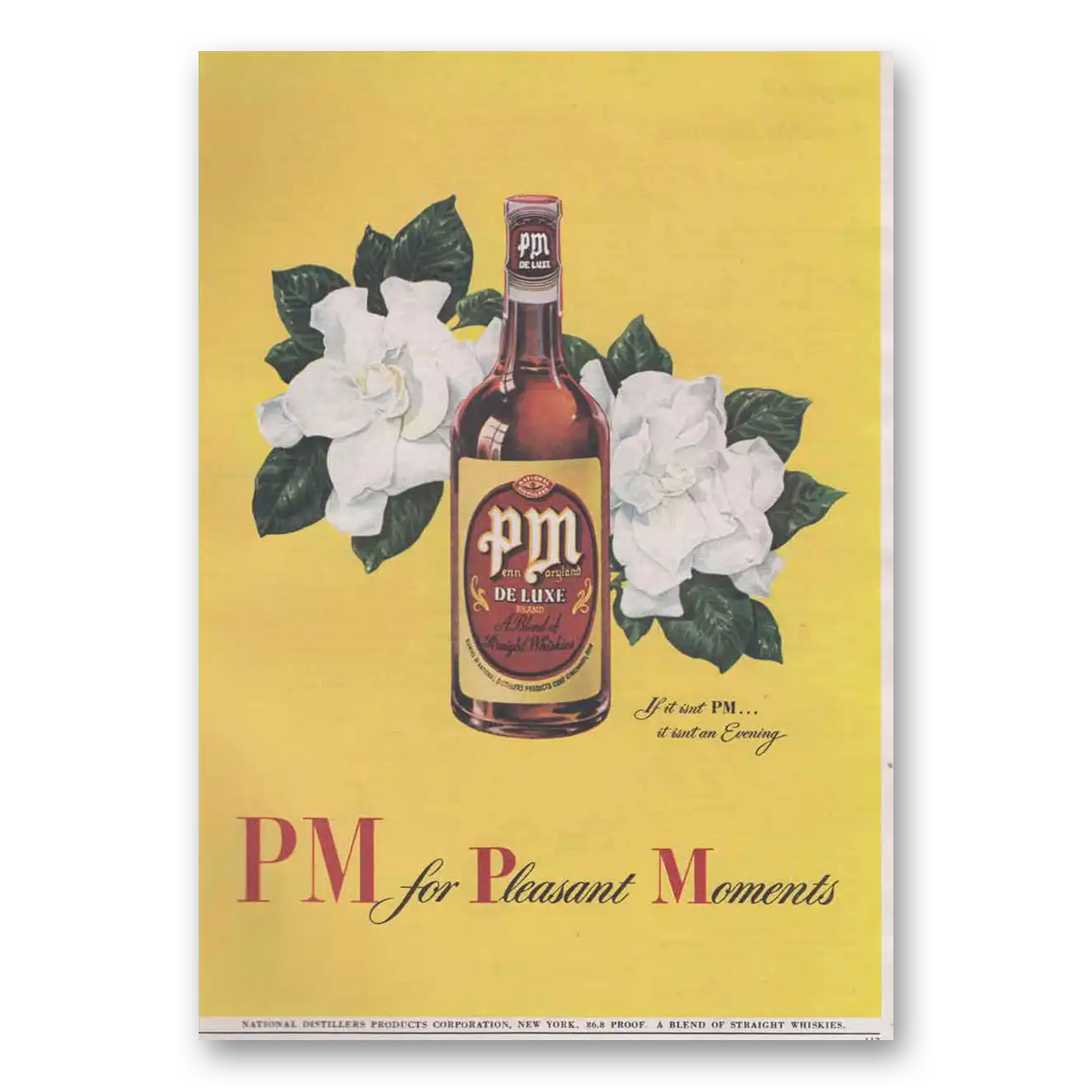 1944 PM Whiskey Pleasant Moments Vintage Magazine Print Ad