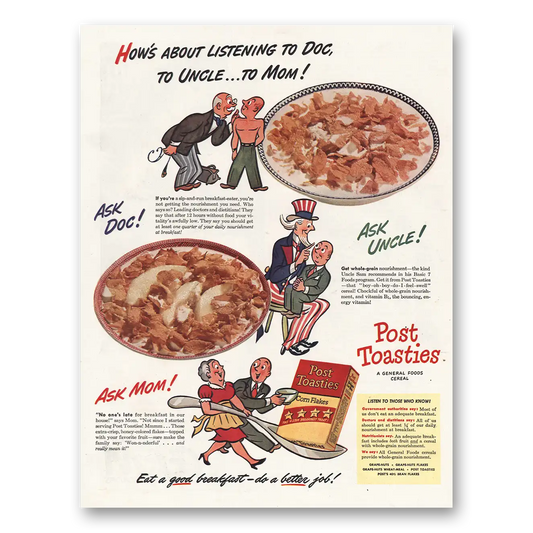 1944 Post Toasties Hows About Listening to Doc Uncle Vintage Magazine Print Ad