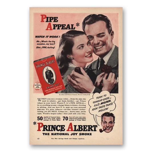 1944 Prince Albert Tobacco No Secret Brother Vintage Magazine Print Ad