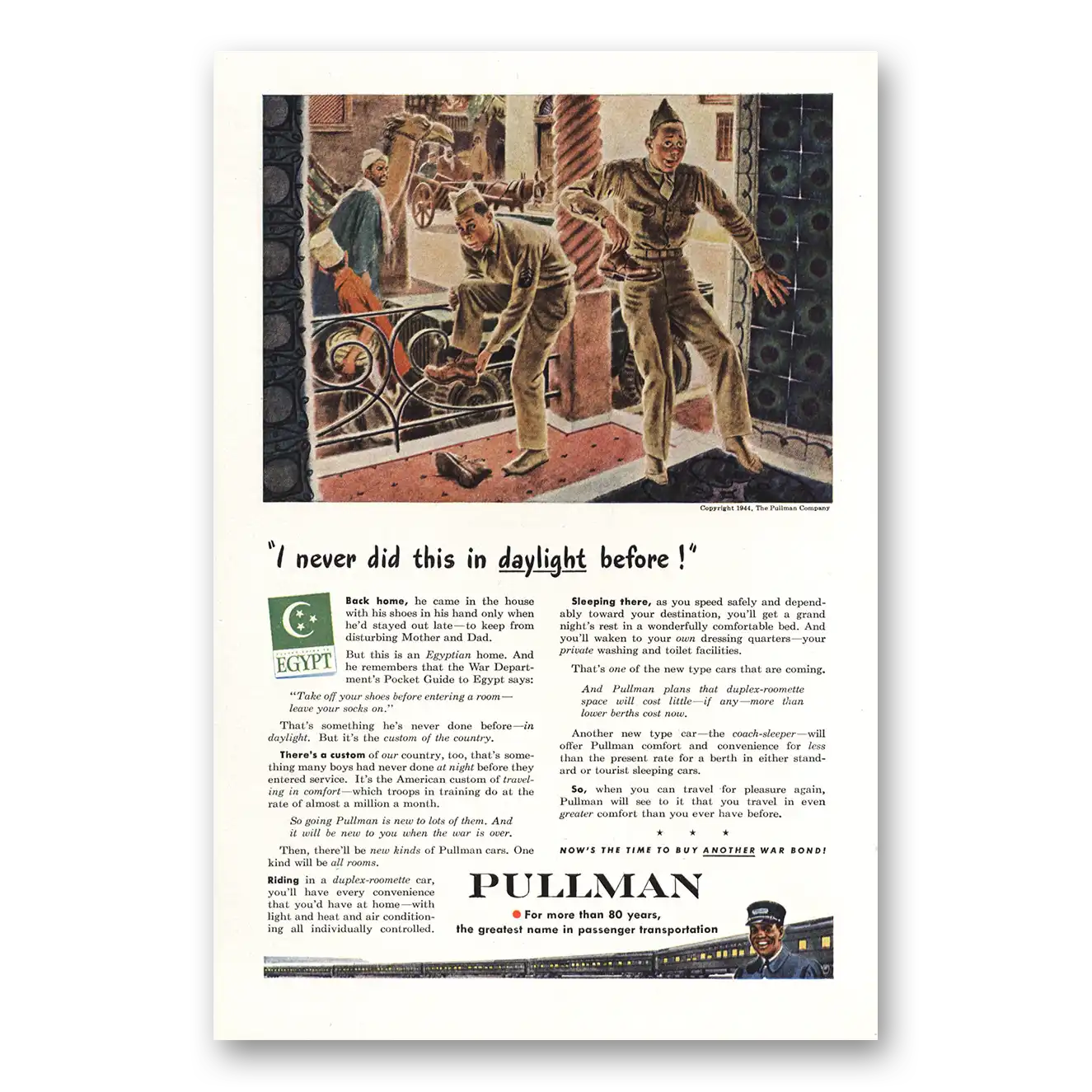 1944 Pullman I Never Did This in Daylight Vintage Magazine Print Ad