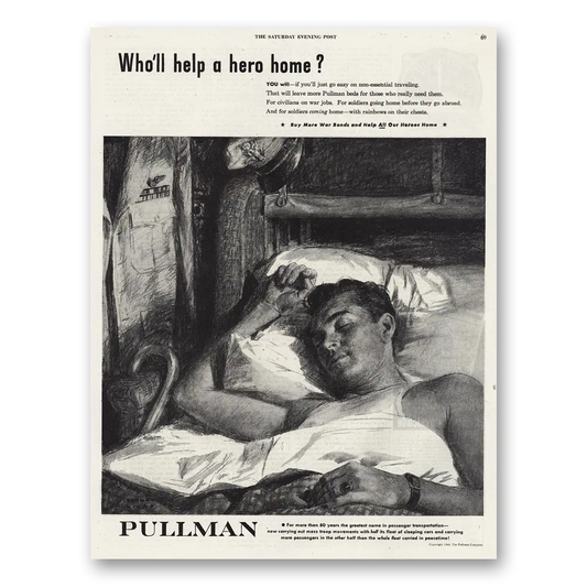 1944 Pullman Help a Hero Home Vintage Magazine Print Ad