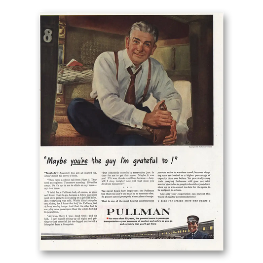 1944 Pullman Guy Im Grateful To Vintage Magazine Print Ad