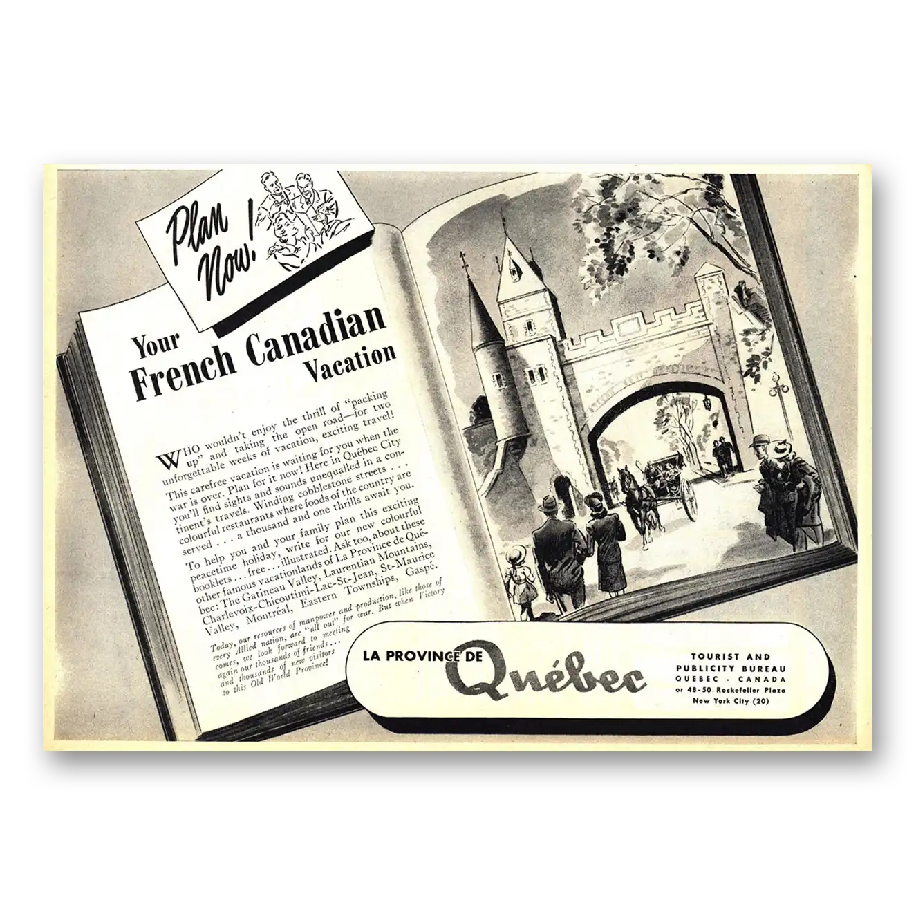 1944 Quebec Canada French Canadian Vacation Vintage Magazine Print Ad