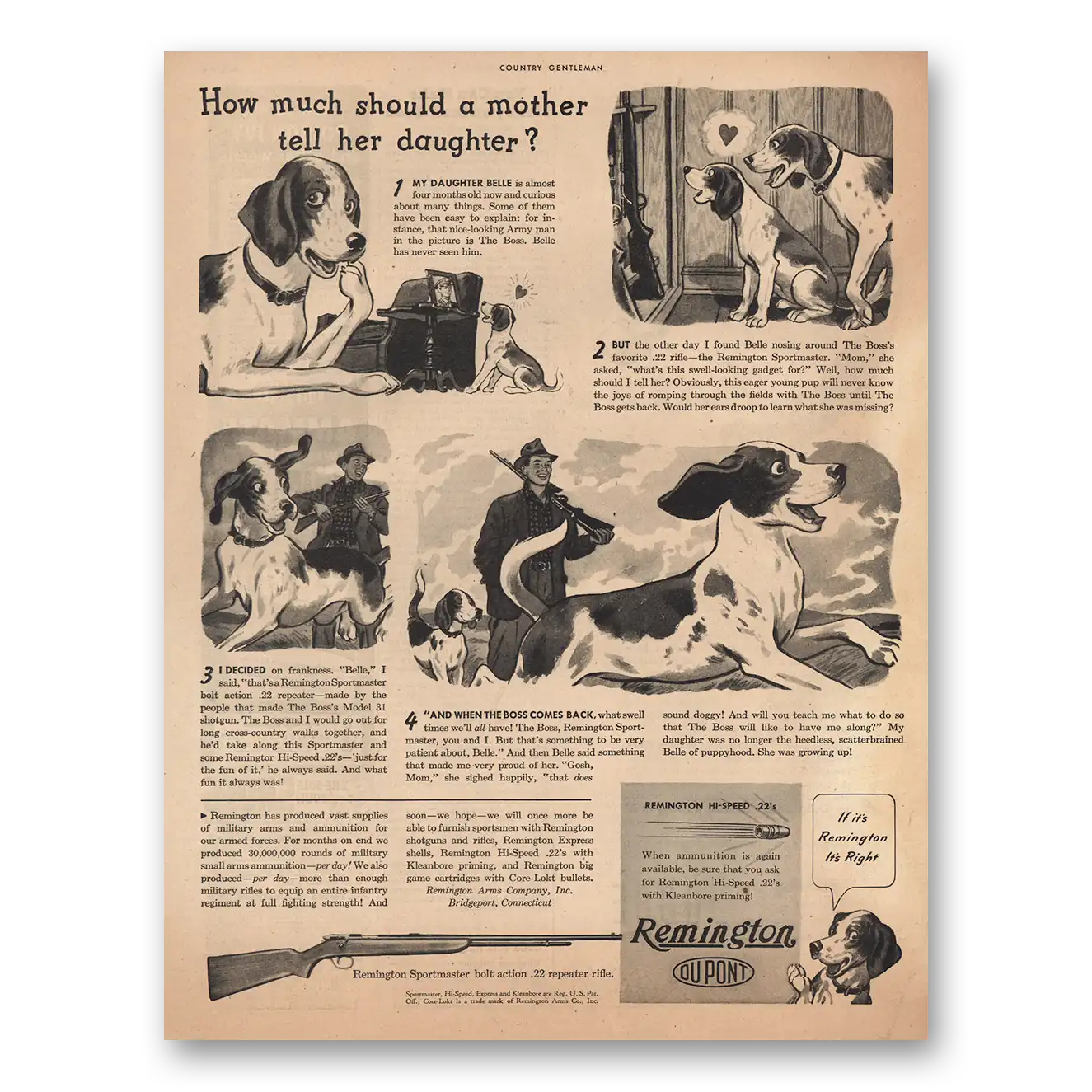 1944 Remington Arms Mother Tell Her Daughter Vintage Magazine Print Ad