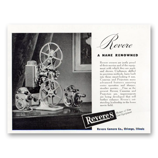 1944 Revere Camera Name Renowned Vintage Magazine Print Ad