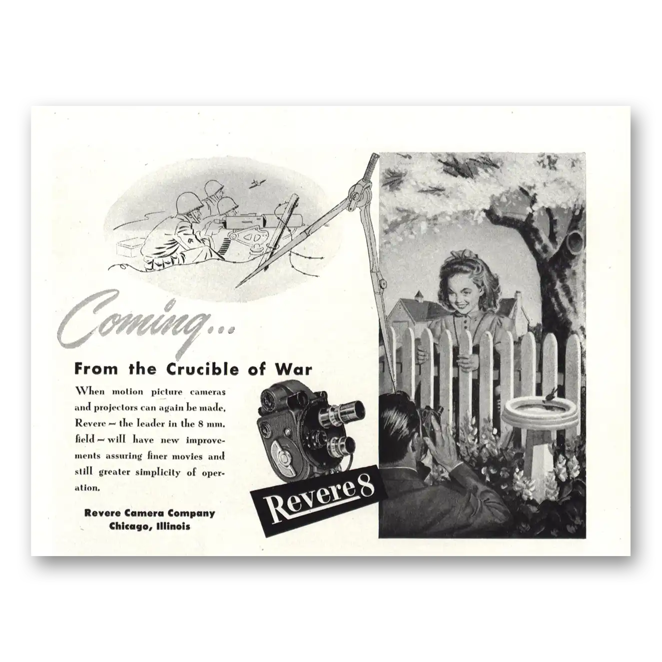 1944 Revere Camera Crucible of War Vintage Magazine Print Ad