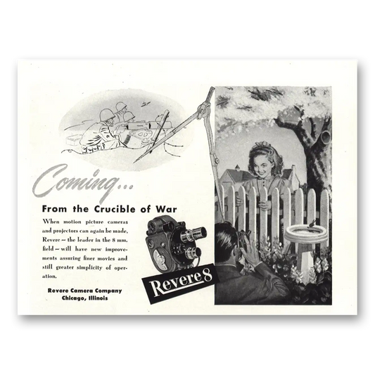 1944 Revere Camera Crucible of War Vintage Magazine Print Ad