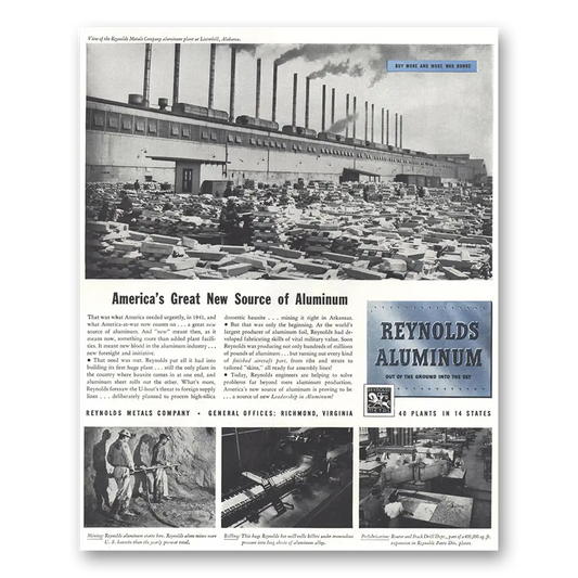 1944 Reynolds Aluminum Americas Great New Source Vintage Magazine Print Ad