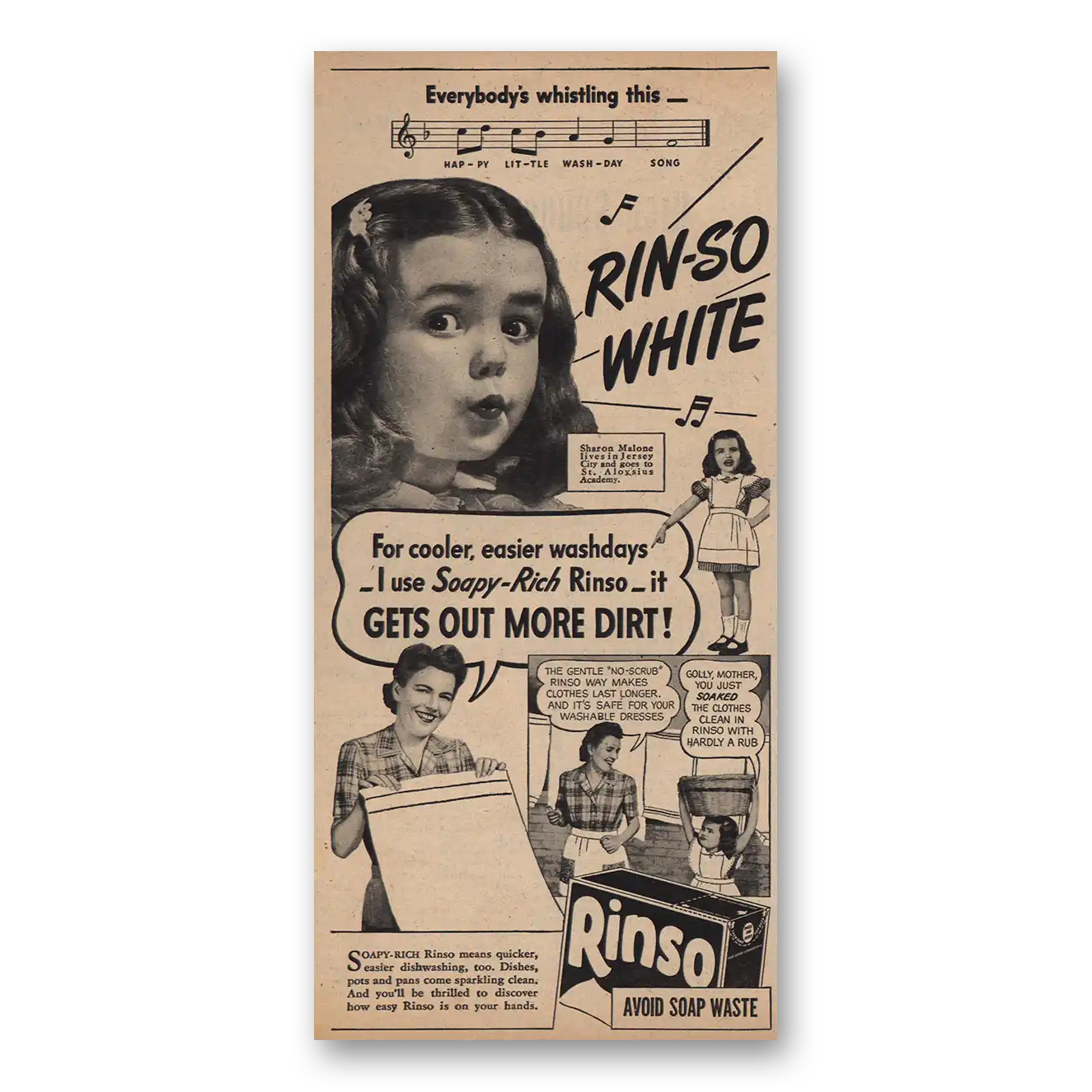 1944 Rinso Everybodys Whistling This Vintage Magazine Print Ad