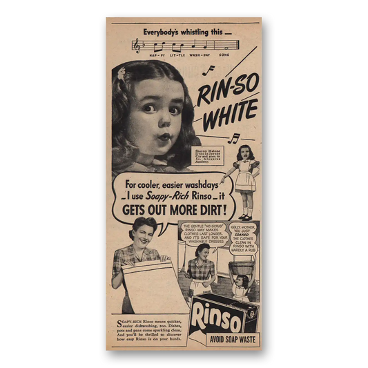 1944 Rinso Everybodys Whistling This Vintage Magazine Print Ad