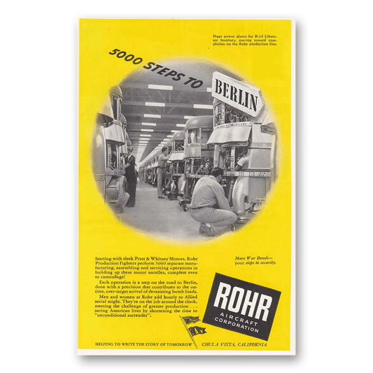 1944 Rohr Aircraft Steps to Berlin Vintage Magazine Print Ad