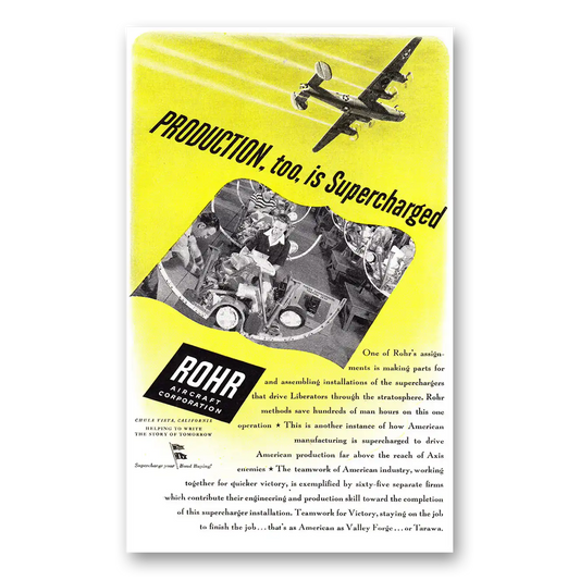 1944 Rohr Aircraft Product Too is Supercharged Vintage Magazine Print Ad