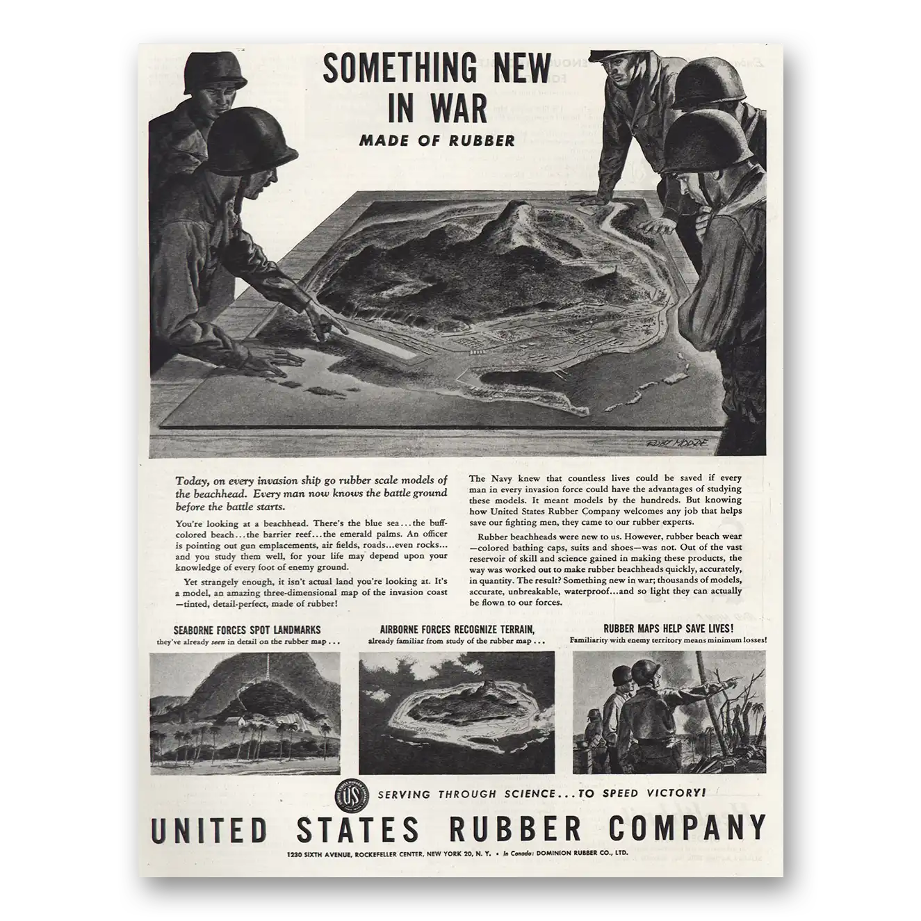 1944 United States Rubber Something New In War Vintage Magazine Print Ad