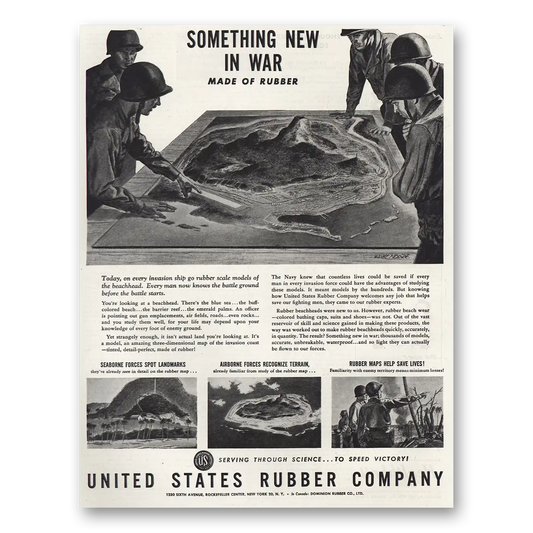 1944 United States Rubber Something New In War Vintage Magazine Print Ad