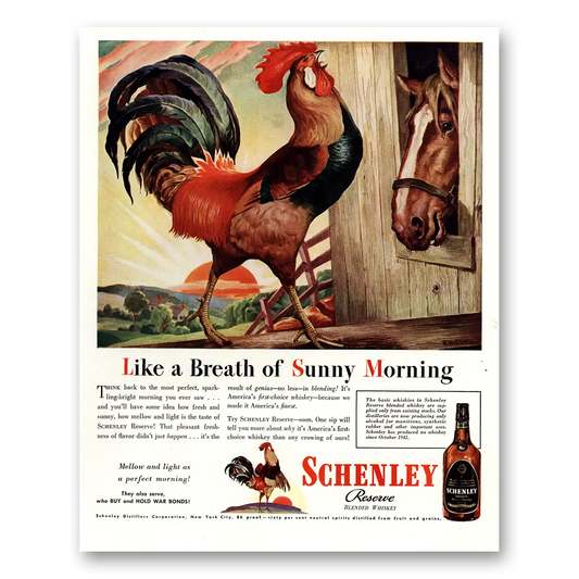 1944 Schenley Whiskey Like a Breath of Sunny Morning Vintage Magazine Print Ad