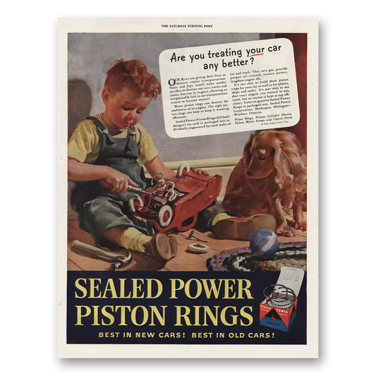 1944 Sealed Power Piston Rings Treating Your Car Vintage Magazine Print Ad