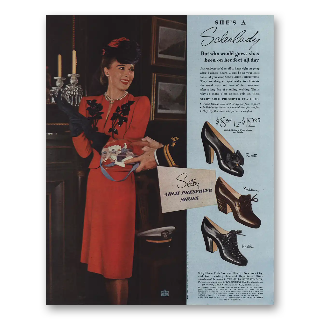 1944 Selby Shoe Shes a Saleslady Vintage Magazine Print Ad