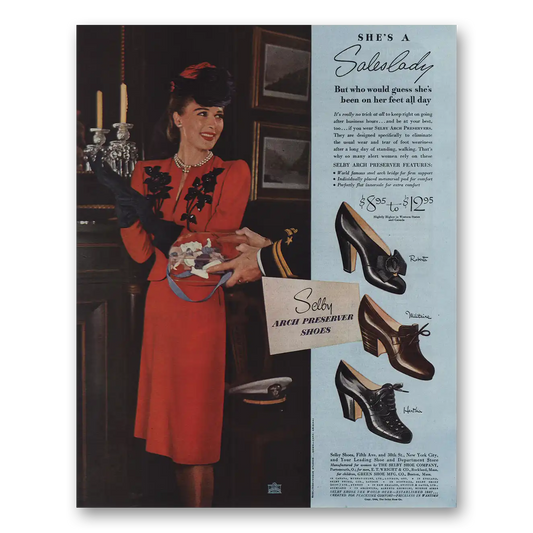 1944 Selby Shoe Shes a Saleslady Vintage Magazine Print Ad