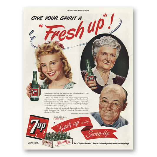 1944 7Up Give Your Spirit a Fresh Up Vintage Magazine Print Ad