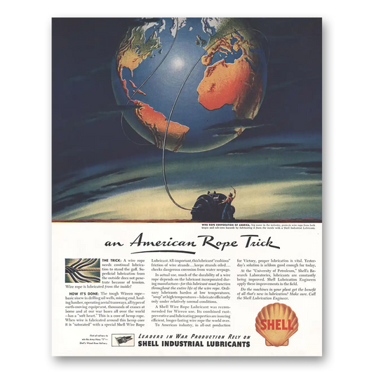 1944 Shell Lubricants An American Rope Trick Vintage Magazine Print Ad