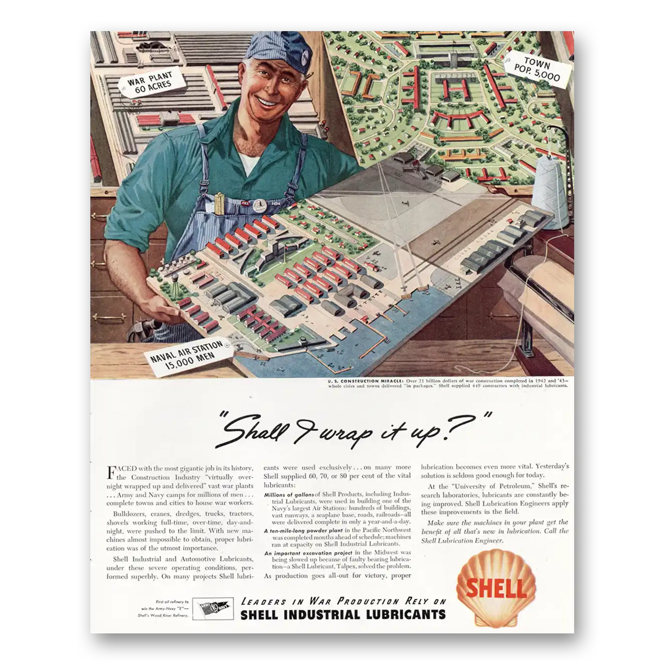 1944 Shell Lubricants Naval Air Station Shall I Wrap It Up Vintage Magazine Print Ad