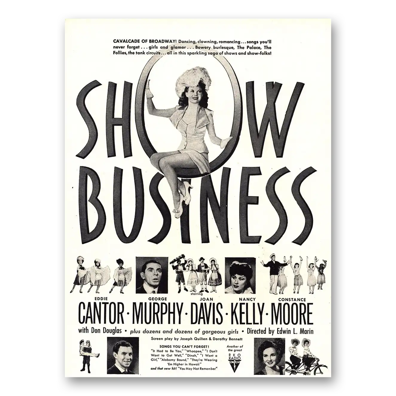 1944 Show Business Movie Promo Eddie Cantor and George Murphy Vintage Magazine Print Ad