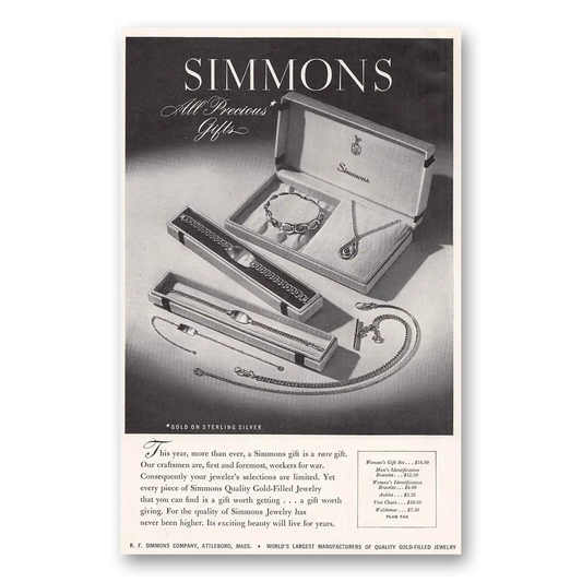 1944 Simmons Jewelry This Year More than Ever Vintage Magazine Print Ad