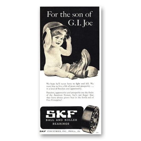 1944 SKF Ball and Roller Bearings Son of GI Joe Vintage Magazine Print Ad