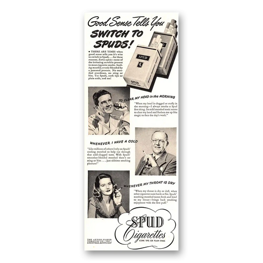 1944 Spud Cigarettes Good Sense Tells You Vintage Magazine Print Ad