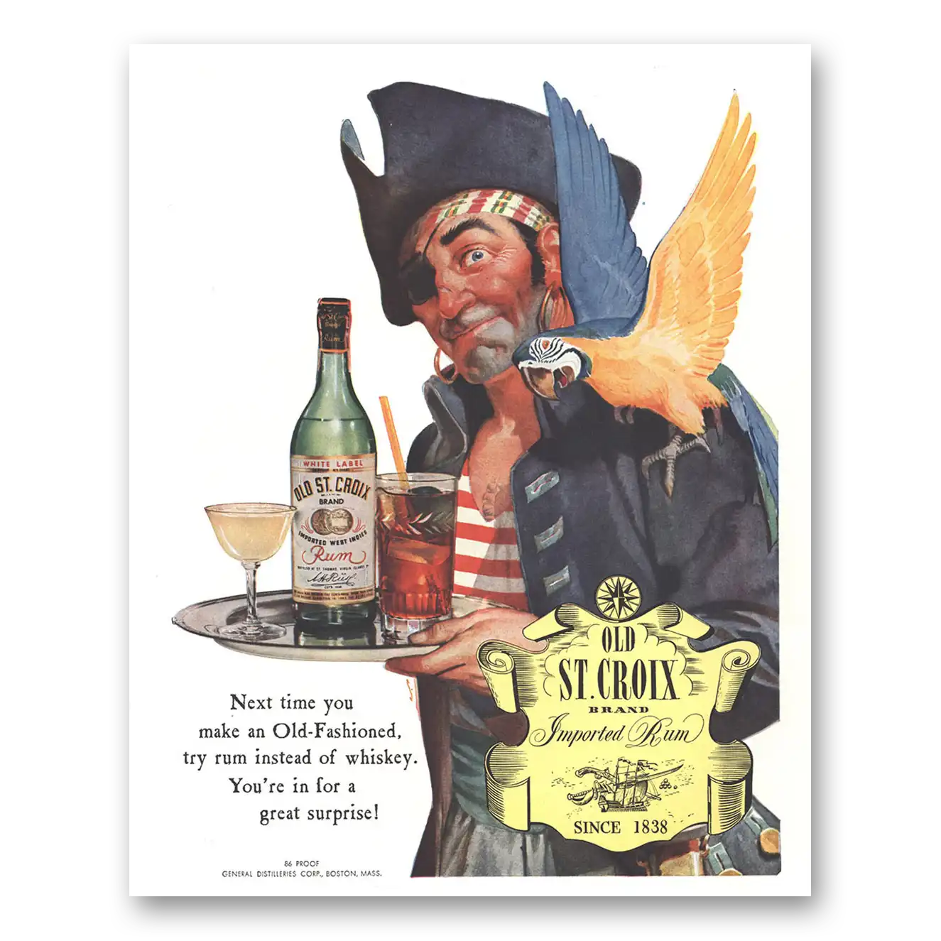 1944 Old St Croix Whiskey Next Time You Maken Old Fashioned Vintage Magazine Print Ad