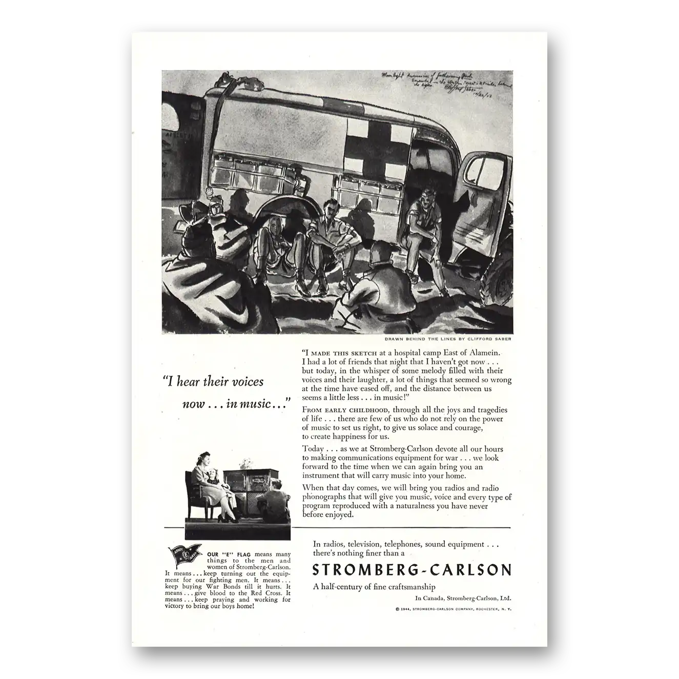 1944 Stromberg Carlson Radios I Hear Their Voices Now In Music Vintage Magazine Print Ad