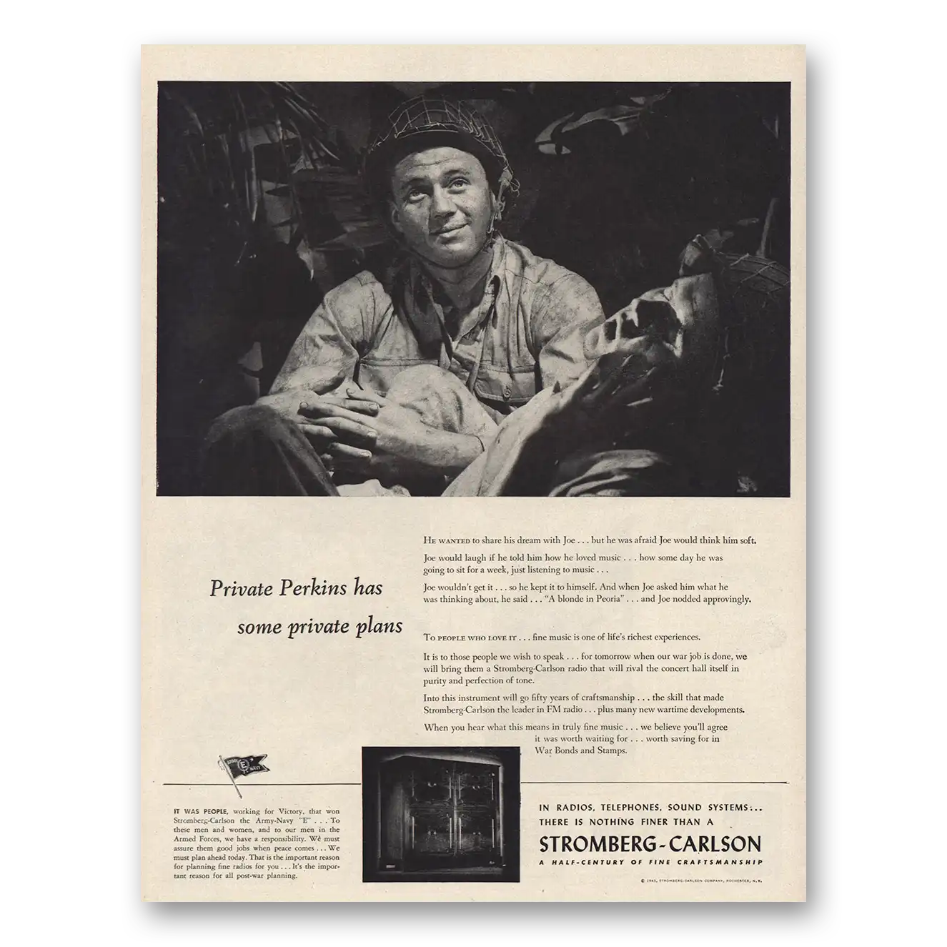 1944 Stromberg Carlson Private Perkins Vintage Magazine Print Ad