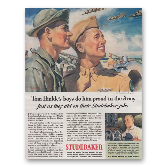 1944 Studebaker Tom Hinkle's Boys Army Vintage Magazine Print Ad