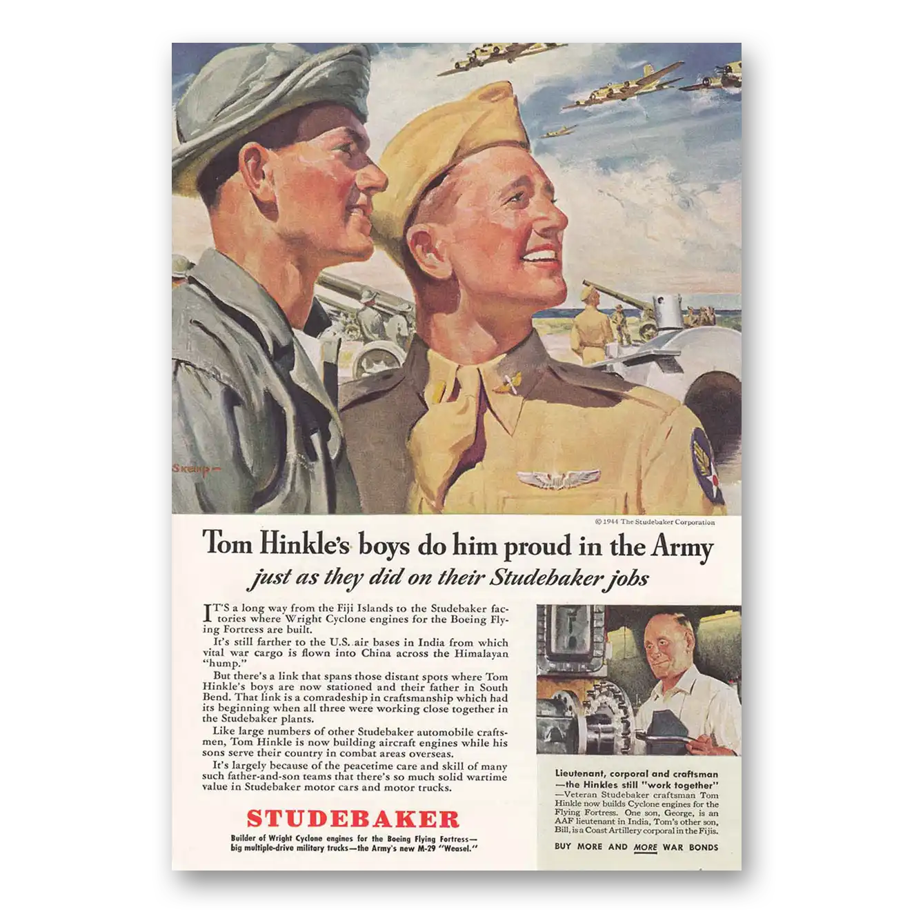 1944 Studebaker Wartime Tom Hinkle Vintage Magazine Print Ad