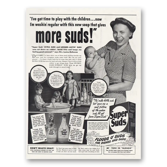 1944 Super Suds Time To Play With the Children Vintage Magazine Print Ad