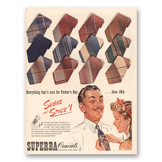 1944 Superba Cravats Sugar and Spice Vintage Magazine Print Ad