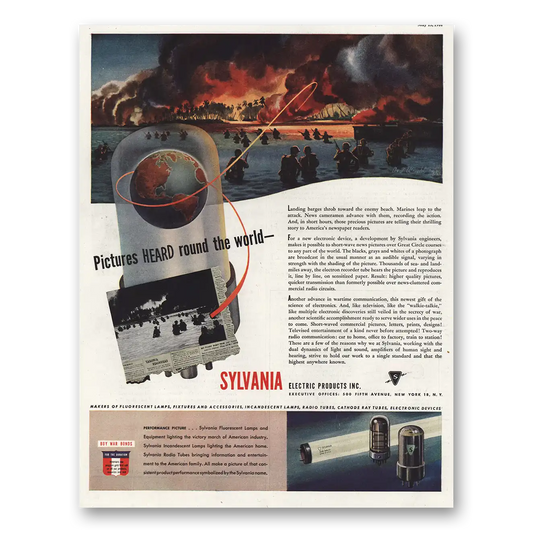 1944 Sylvania Electric Products Pictures Heard Around World Vintage Magazine Print Ad