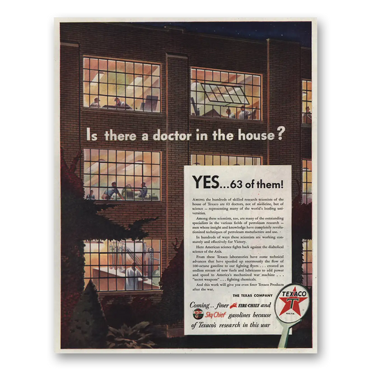 1944 Texaco Doctor In House Vintage Magazine Print Ad