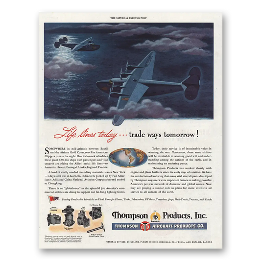 1944 Thompson Aircraft Products Life Lines Today Vintage Magazine Print Ad