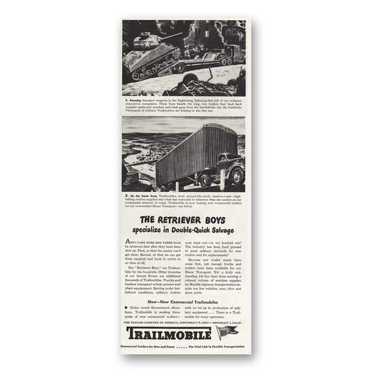 1944 Trailmobile Retriever Boys Vintage Magazine Print Ad