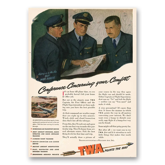 1944 TWA Airlines Conference Concerning Your Comfort Vintage Magazine Print Ad