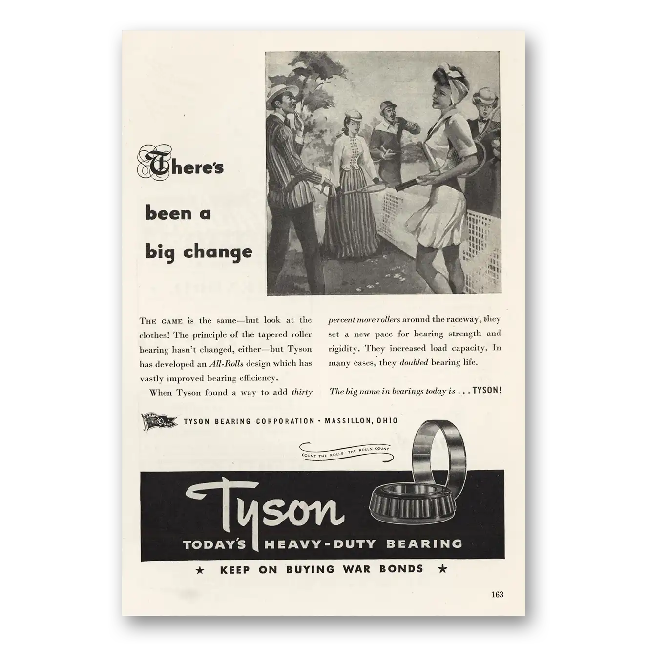 1944 Tyson Bearing Theres Been a Big Change Vintage Magazine Print Ad