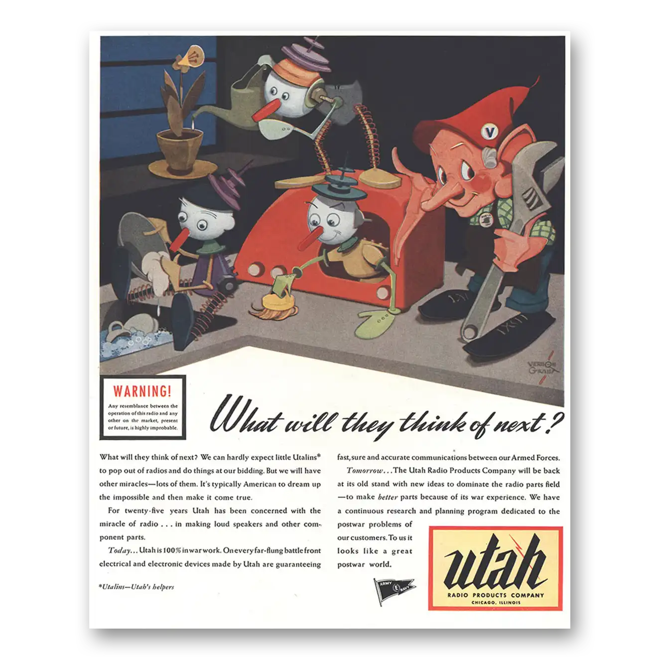 1944 Utah Radio Products What Will They Think of Next Vintage Magazine Print Ad