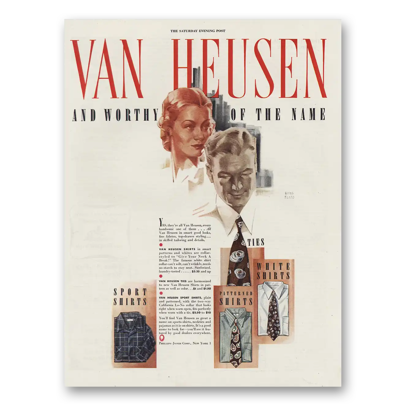 1944 Van Heusen Worthy of the Name Vintage Magazine Print Ad